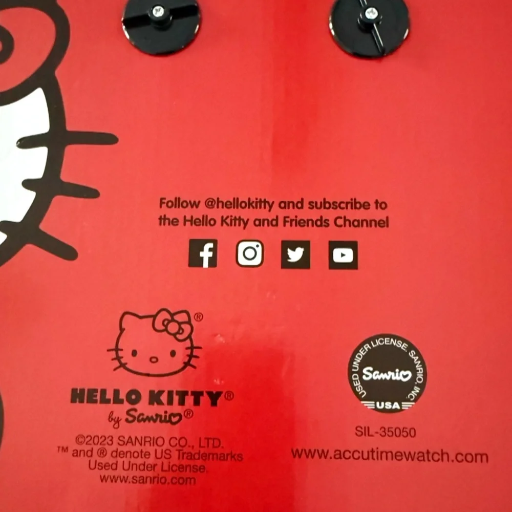 Hello Kitty 18” Wall Clock Sanrio Red Bow Face Kawaii Decor New